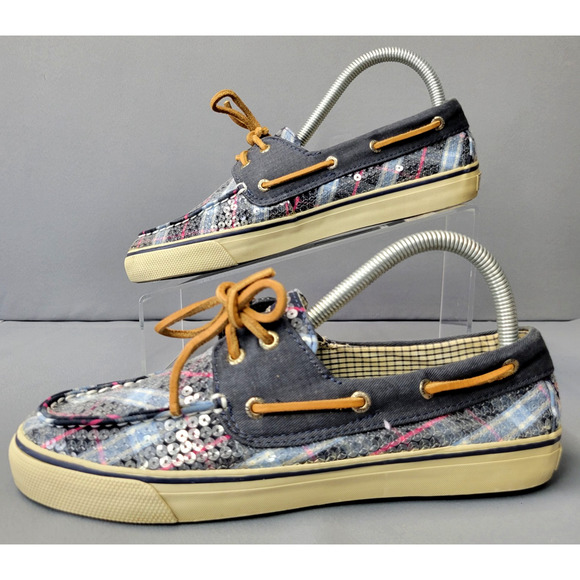 Sperry Top-Sider Shoes Loafers Womens 8M Sequin Blue Pink Plaid Flats #9447806 - Picture 5 of 13